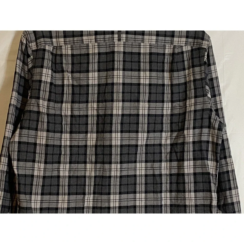 Banana Republic Men Shirt Size M Button Down‎ Gray Plaid Long Sleeve Dress Shirt
